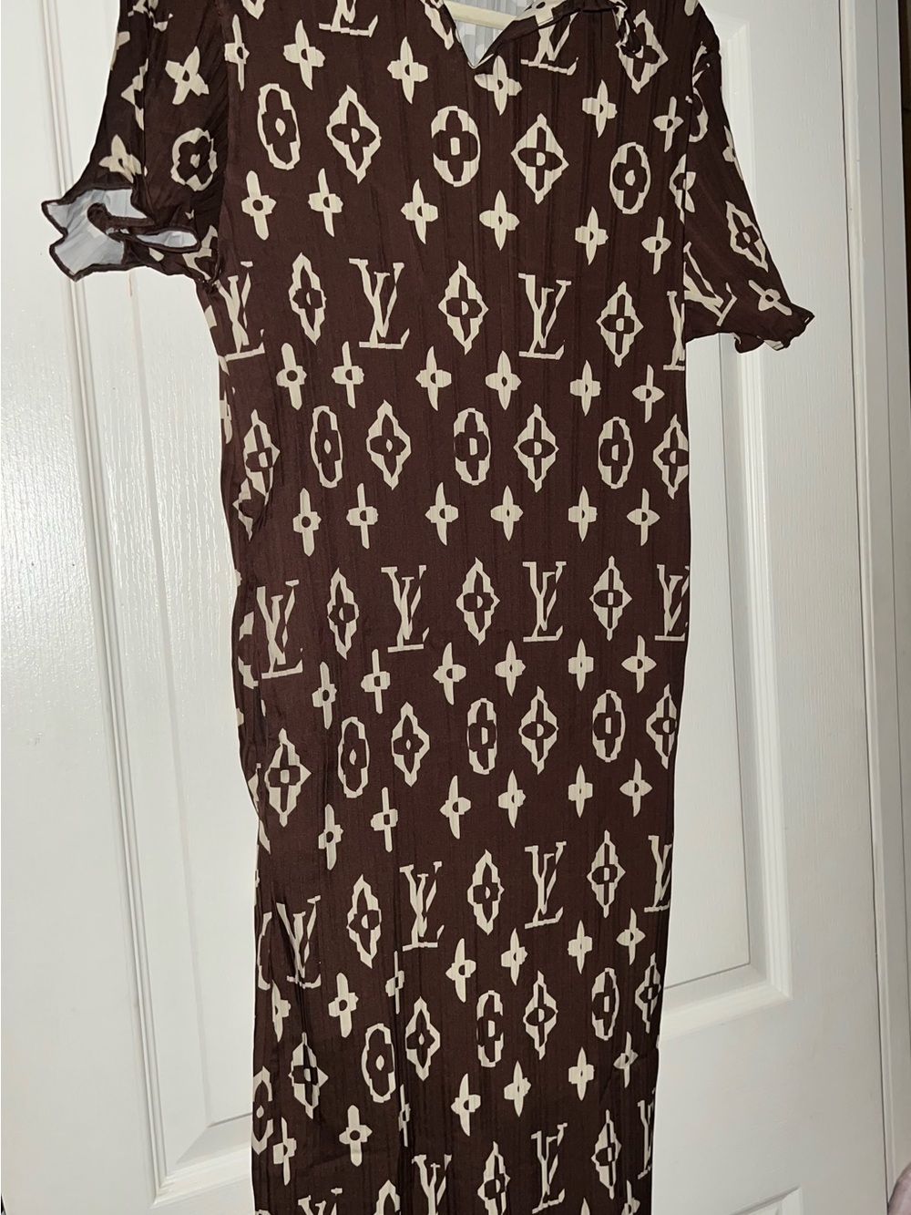 Flattering Brown and Cream Printed Women's Dress